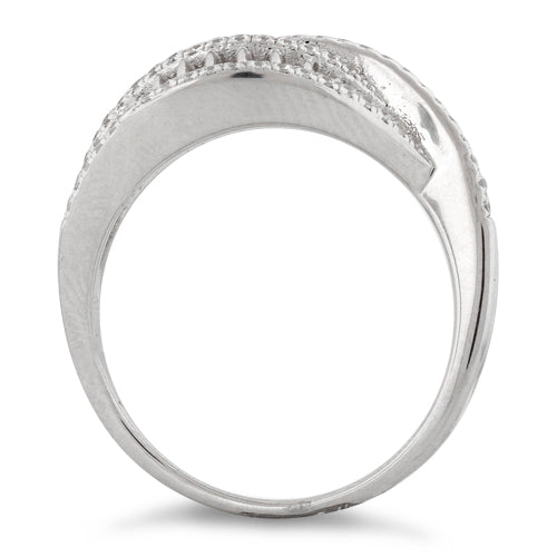 Sterling Silver Ladder Pave CZ Ring