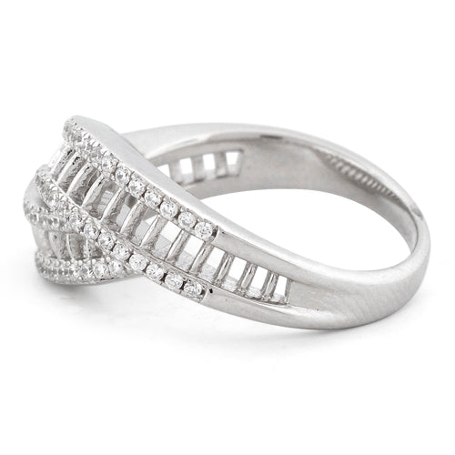 Sterling Silver Ladder Pave CZ Ring