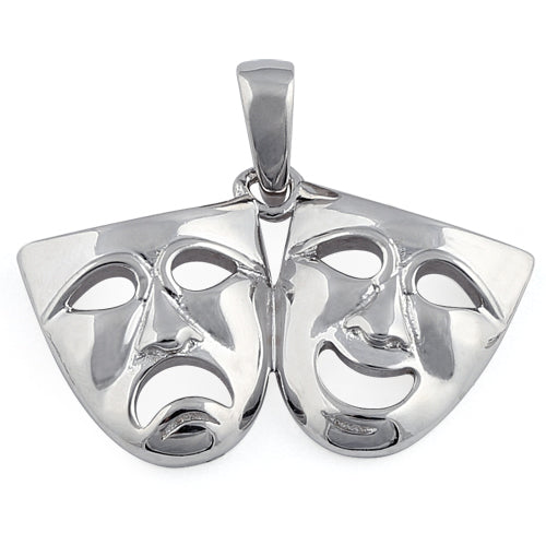 Sterling Silver Laughing Sad Mask Pendant
