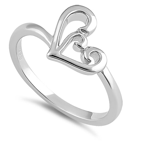 Sterling Silver Lavish Culry Heart Ring
