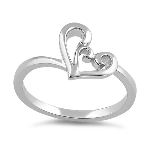 Sterling Silver Lavish Culry Heart Ring