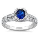 Sterling Silver Lavish Oval Cut Blue Spinel CZ Ring