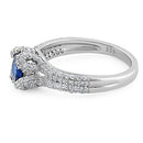 Sterling Silver Lavish Oval Cut Blue Spinel CZ Ring