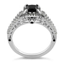 Sterling Silver Lavish Princess Cut Black CZ Ring