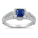 Sterling Silver Lavish Princess Cut Blue Spinel CZ Ring