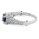 Sterling Silver Lavish Princess Cut Blue Spinel CZ Ring