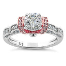 Sterling Silver Lavish Two Tone Rose Gold Plated Round Cut Clear & Pink CZ Ring