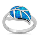 Sterling Silver Leaf Blue Lab Opal Ring