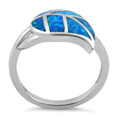 Sterling Silver Leaf Blue Lab Opal Ring