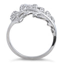 Sterling Silver Leaf Clear CZ Ring