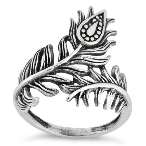 Sterling Silver Leaf Flower Ring