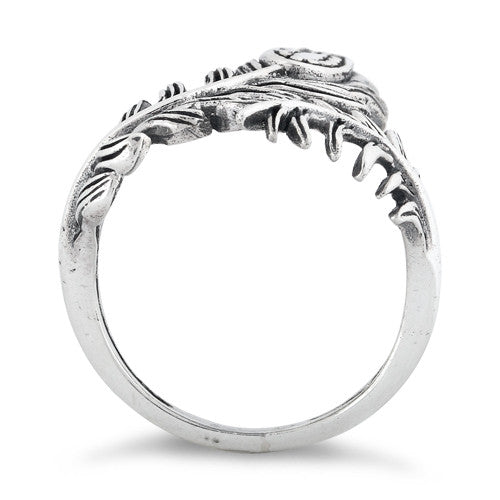 Sterling Silver Leaf Flower Ring