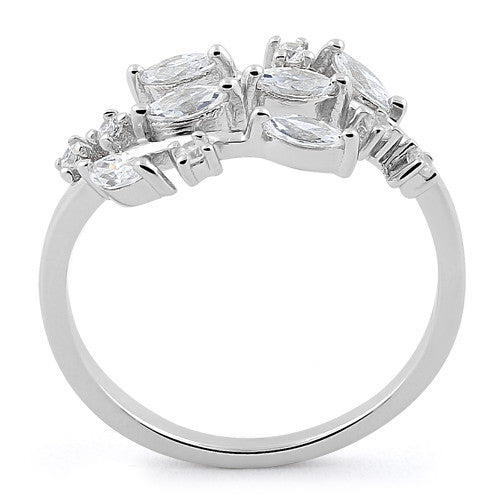 Sterling Silver Leaves CZ Ring