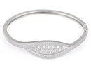 Sterling Silver Leaves Pave CZ Bangle Bracelet