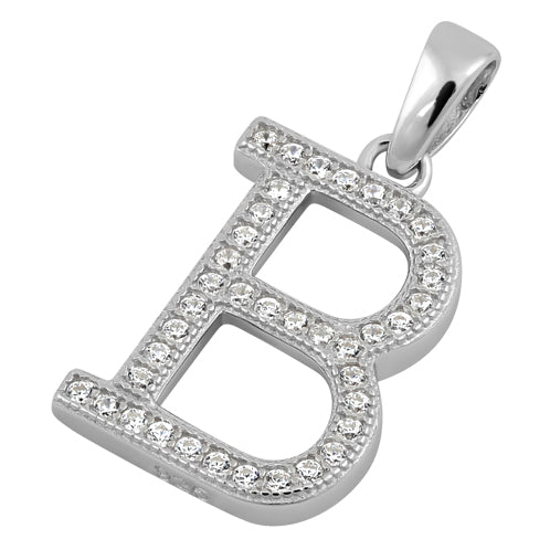 Sterling Silver Letter B CZ Pendant