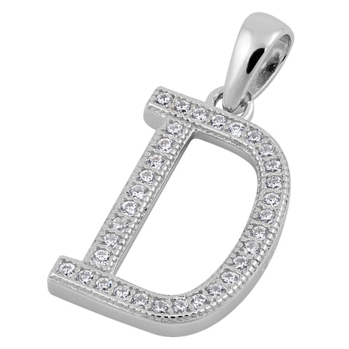 Sterling Silver Letter D CZ Pendant