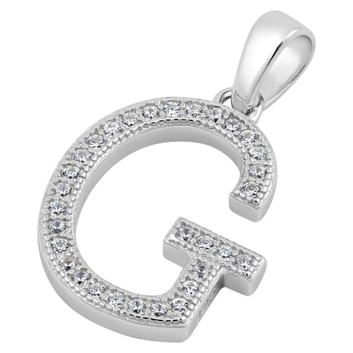 Sterling Silver Letter G CZ Pendant