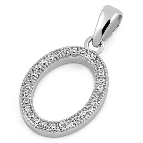 Sterling Silver Letter O CZ Pendant