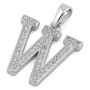 Sterling Silver Letter W CZ Pendant