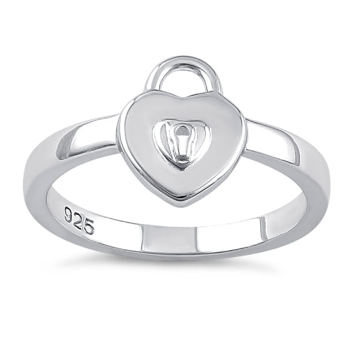 Sterling Silver Locked Heart Ring