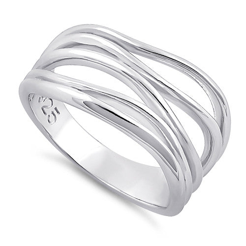 Sterling Silver Loosen String Pattern Ring