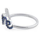 Sterling Silver Love Blue Spinel CZ Ring