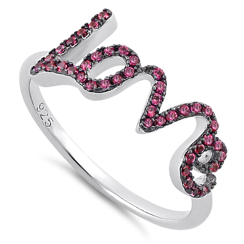 Sterling Silver Love Ruby CZ Ring