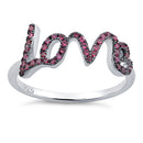 Sterling Silver Love Ruby CZ Ring