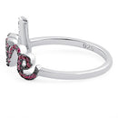 Sterling Silver Love Ruby CZ Ring