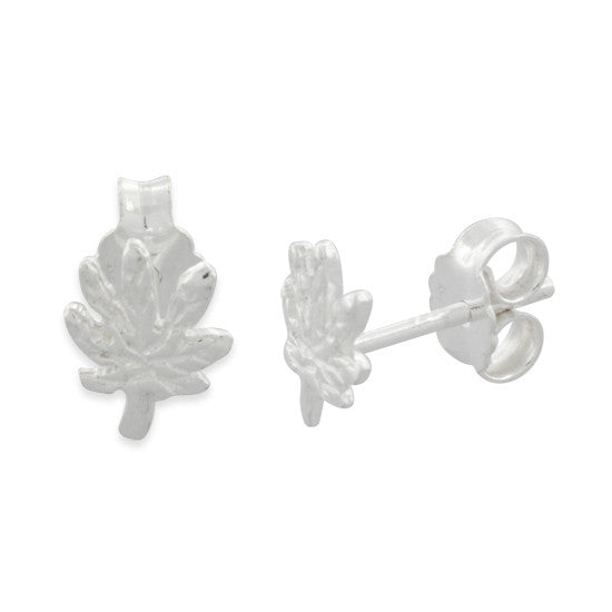 Sterling Silver Marijuana Stud Earrings