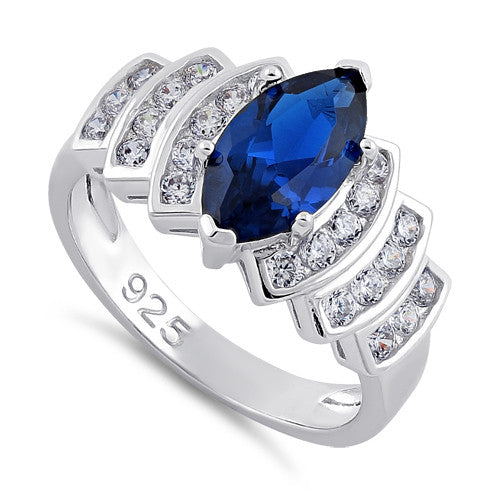 Sterling Silver Marquise Blue Spinel CZ Ring