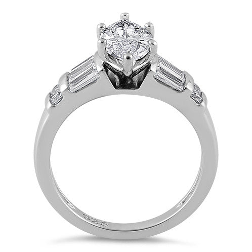 Sterling Silver Marquise Clear CZ Ring