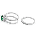 Sterling Silver Marquise Emerald Clear CZ Set Ring