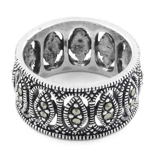 Sterling Silver Marquise Eternity Marcasite Band Ring