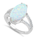 Sterling Silver Marquise White Lab Opal Ring