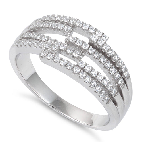 Sterling Silver Meet Me Half Way CZ Ring
