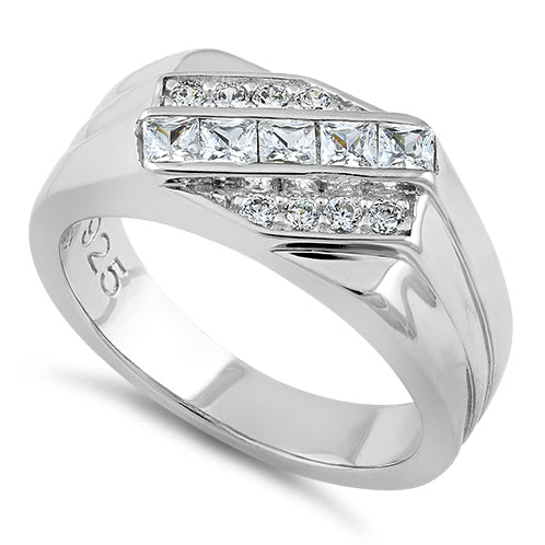 Sterling Silver Men's Engagement CZ Rings
