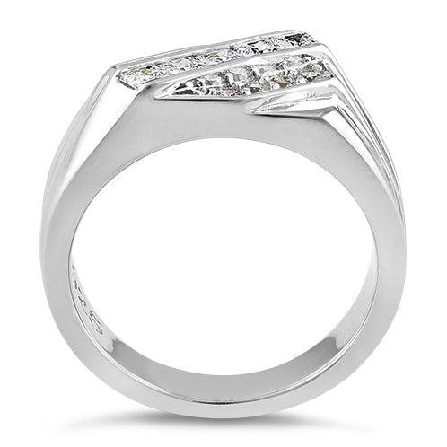 Sterling Silver Men's Engagement CZ Rings