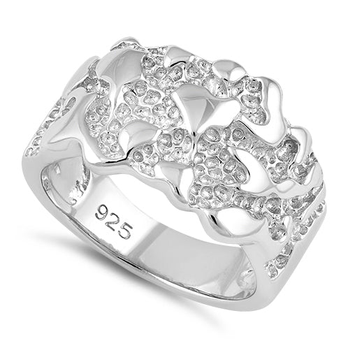Sterling Silver Men's Nugget Design Ring
