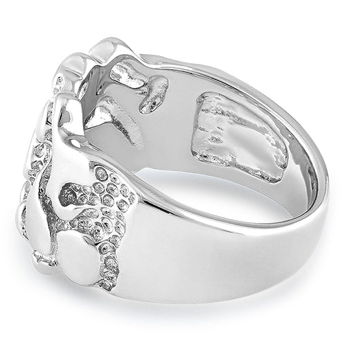 Sterling Silver Men's Nugget Design Ring