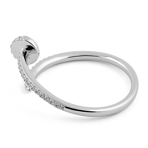 Sterling Silver Minimalist Abstract CZ Ring