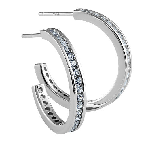 Sterling Silver Modern Clear CZ Earrings