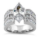 Sterling Silver Marquise Engagement CZ Ring