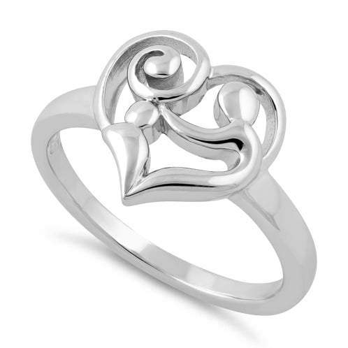 Sterling Silver Mom and Child Heart Ring
