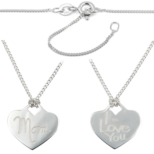 Sterling Silver "Mom" Charm 16" Necklace