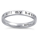 Sterling Silver "Mom,  I love you with all my heart" Ring