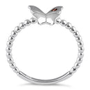 Sterling Silver Monarch Butterfly Brown CZ Ring