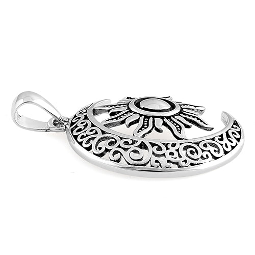 Sterling Silver Moon and Sun Celtic Pendant