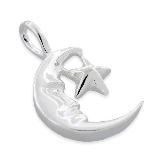 Sterling Silver Moon & Star Pendant