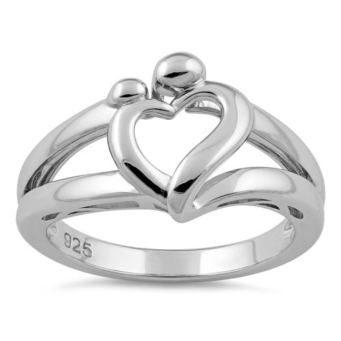 Sterling Silver Mother and Child Heart Ring